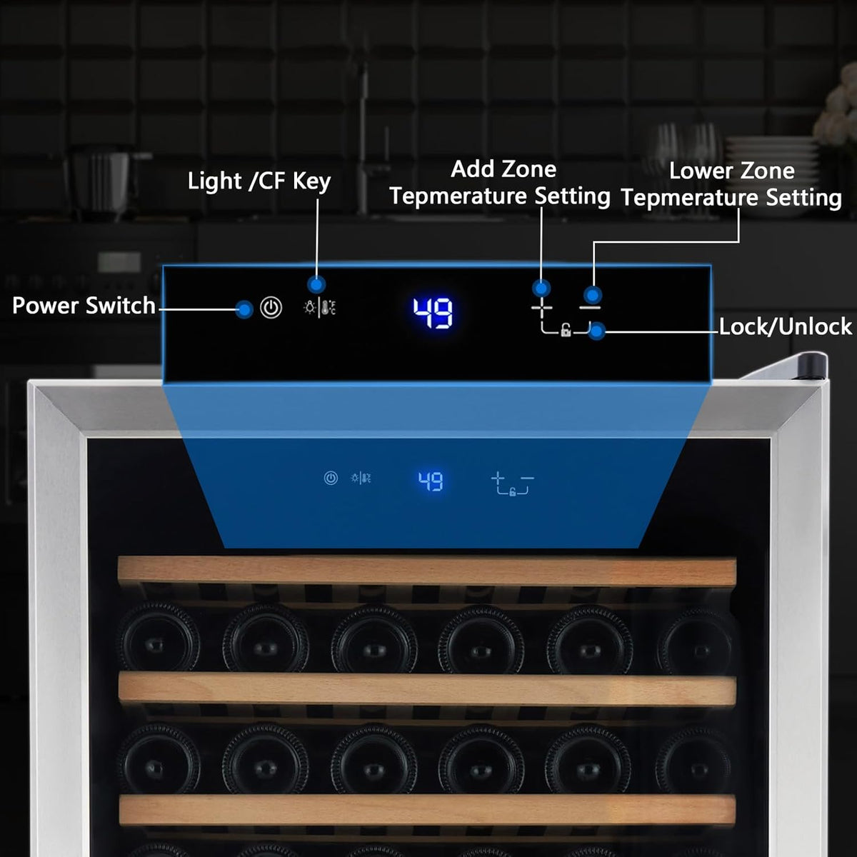 Wine Cooler Cabinet Beverage Refrigerator Freestand Wine Cellar with Digital Temperature Control - 133 Bottle Wine Cooler Fridge for Red/White/Champagne/Sparkling Wines