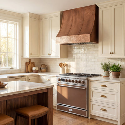 Akicon Custom Copper Range Hood Handmade for Luxury Kitchens