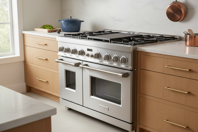 48 In. Haven Collection 7 Cu. Ft. Double Oven Gas Range, 6-Burners, Griddle, Convection, Knob Leds, Stainless Steel