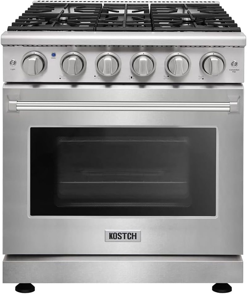 30 Inch Professional Freestanding Pro-Style Natural Gas Range or Liquid Propane Gas Range with 5 Burners, 4.55 Cu.Ft. Oven Capacity, in Stainless Steel - KOS-30RG03M (Stainless Steel)