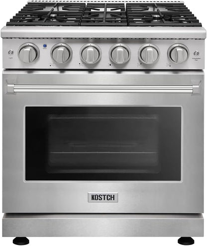30 Inch Professional Freestanding Pro-Style Natural Gas Range or Liquid Propane Gas Range with 5 Burners, 4.55 Cu.Ft. Oven Capacity, in Stainless Steel - KOS-30RG03M (Stainless Steel)