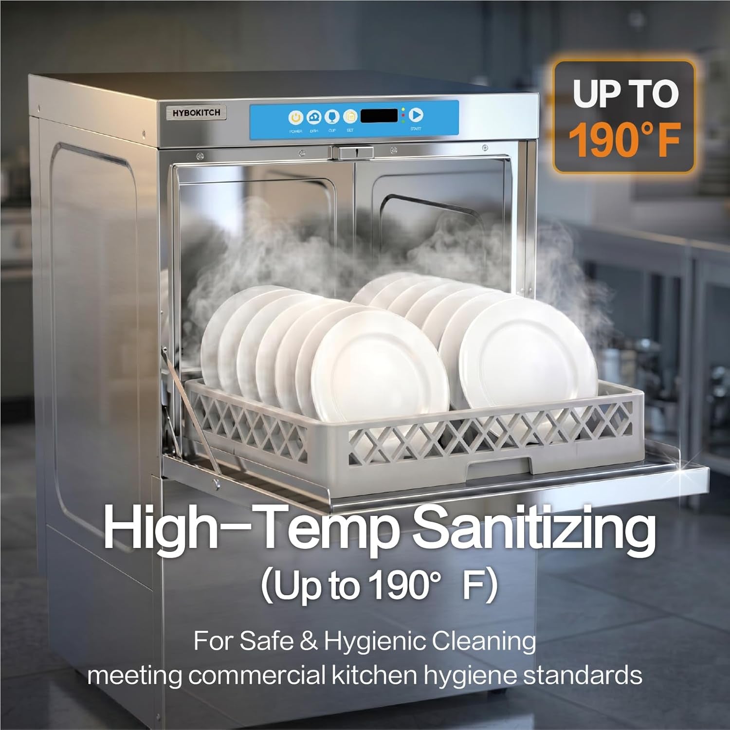Commercial Dishwasher, High-Temp Undercounter Dishwasher, 40 Racks/Hr, 208-240V, 1 Phase Stainless Steel Glasswasher Perfect Fit for Restaurant, Catering, Bar & Cafe