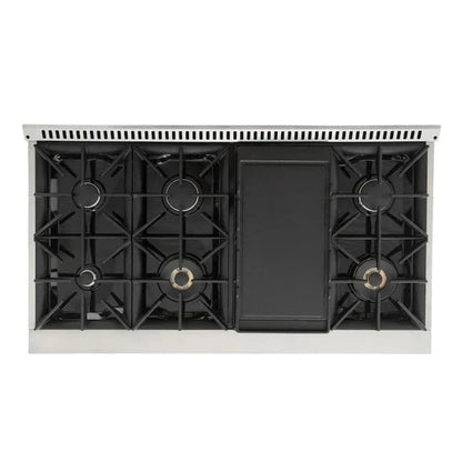 Kucht 48" Gas Range in Stainless Steel with Olive Green Oven Doors, KNG481-OG