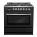 36 In. Nebula Collection 4.4 Cu. Ft. Gas Range, 5-Burners, Rapid Convection Oven, Cast Iron Grates in Matte Black