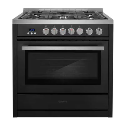 36 In. Nebula Collection 4.4 Cu. Ft. Gas Range, 5-Burners, Rapid Convection Oven, Cast Iron Grates in Matte Black