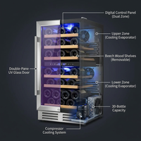 15 In. Dual Zone Built-In Wine Cooler 30-Bottle Cellar Cooling Unit in Stainless Steel with 6-Removable Shelves — How It Works