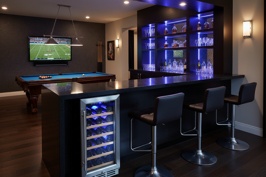 15" Wine Cooler in Game Room Bar Setting