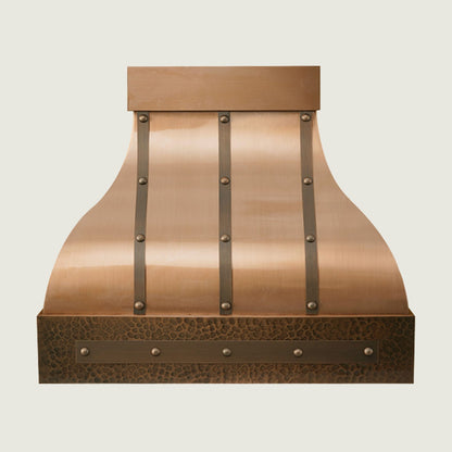 NAUXUS Handcrafted Custom Kitchen Copper Range Hood Wall/Island Mount,  HCW42BBA