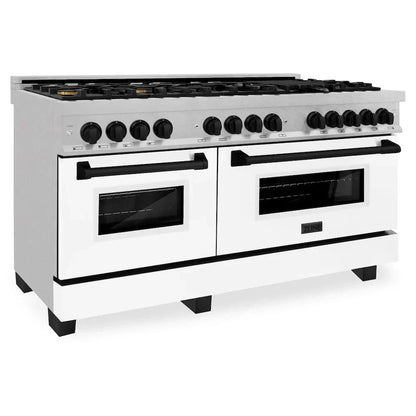 ZLINE 60"Autograph Range Dual Fuel, DuraSnow, White Door,RASZ-WM-60-MB