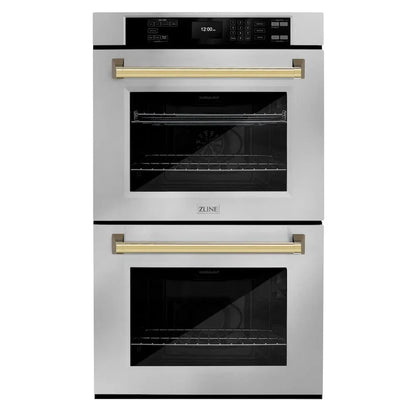 ZLINE 30"Professional True Convection Double Wall Oven, Air Fry, Self Clean, Stainless Steel, Gold WADZ-30-G