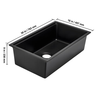 30 inch Granite Kitchen Sink Undermount Single Bowl Drop-In Basin for RV Bar