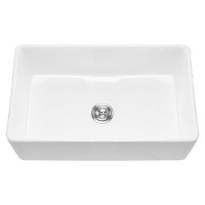33.5x20 in Farmhouse Sink Undermount Kitchen Single Bowl Basin Fireclay White