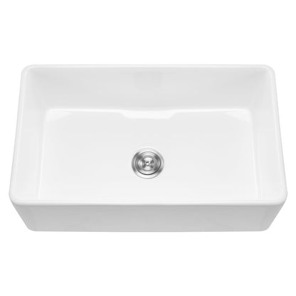 33.5x20 in Farmhouse Sink Undermount Kitchen Single Bowl Basin Fireclay White