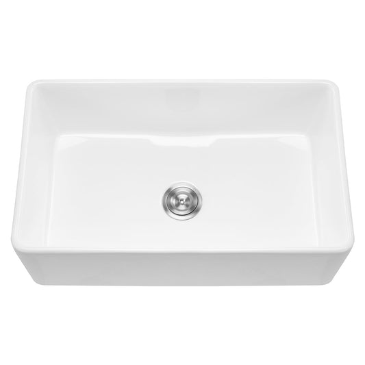 33.5x20 in Farmhouse Sink Undermount Kitchen Single Bowl Basin Fireclay White