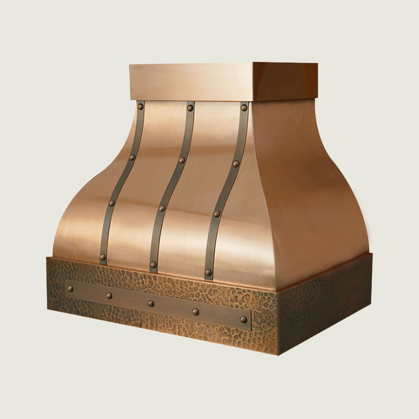 NAUXUS Handcrafted Custom Kitchen Copper Range Hood Wall/Island Mount,  HCW42BBA