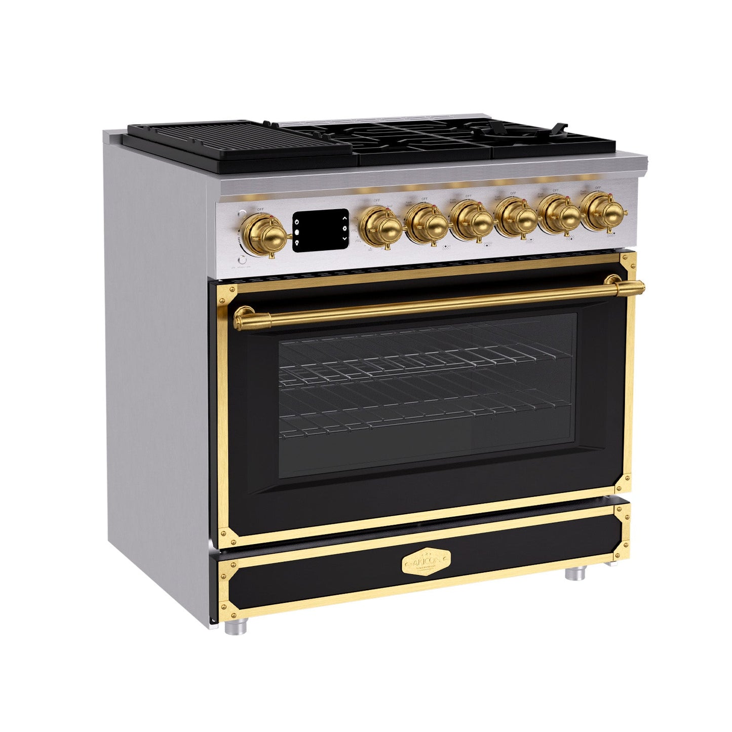 36 Inch Freestanding Custom Gas Range with 6 Sealed Burners Cooktop, Rapid Convection Oven, Natural Gas/LP Convertible