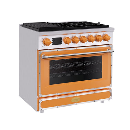 36 Inch Freestanding Custom Gas Range with 6 Sealed Burners Cooktop, Rapid Convection Oven, Natural Gas/LP Convertible
