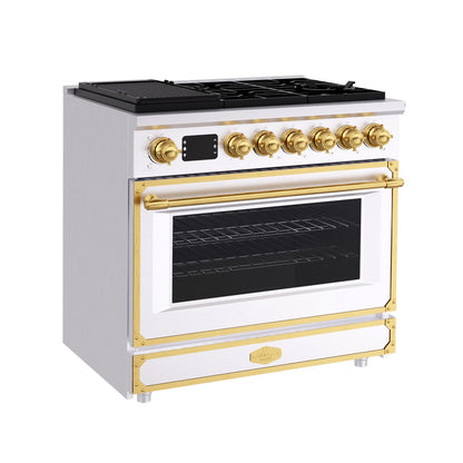 36 Inch Freestanding Custom Gas Range with 6 Sealed Burners Cooktop, Rapid Convection Oven, Natural Gas/LP Convertible