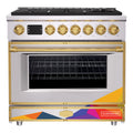 36 Inch Freestanding Custom Gas Range with 6 Sealed Burners Cooktop, Rapid Convection Oven, Natural Gas/LP Convertible