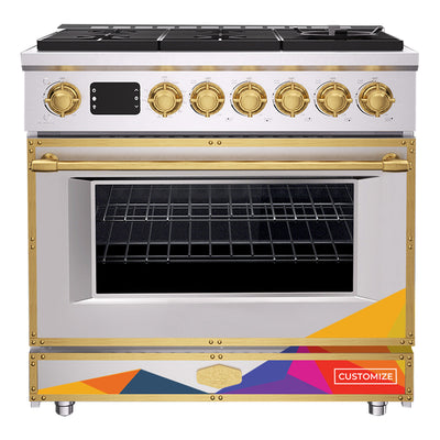 36 Inch Freestanding Custom Gas Range with 6 Sealed Burners Cooktop, Rapid Convection Oven, Natural Gas/LP Convertible