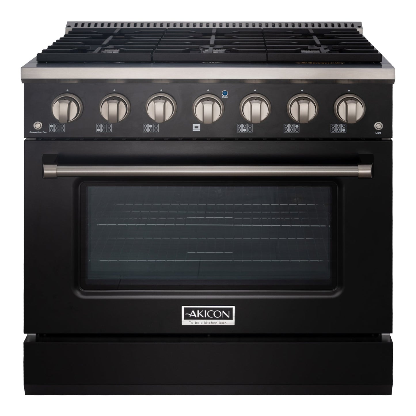 Akicon 36" Stainless Steel Range Hood with 600 CFM Insert & 6-Burner Gas Range Combo – Powerful Ventilation, Convection Oven, Multiple Finishes