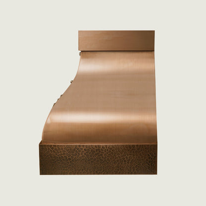 NAUXUS Handcrafted Custom Kitchen Copper Range Hood Wall/Island Mount,  HCW42BBA