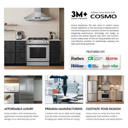 36 In. Nebula Collection 4.4 Cu. Ft. Gas Range, 5-Burners, Rapid Convection Oven, Cast Iron Grates in Matte Black