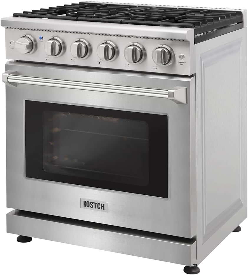 30 Inch Professional Freestanding Pro-Style Natural Gas Range or Liquid Propane Gas Range with 5 Burners, 4.55 Cu.Ft. Oven Capacity, in Stainless Steel - KOS-30RG03M (Stainless Steel)