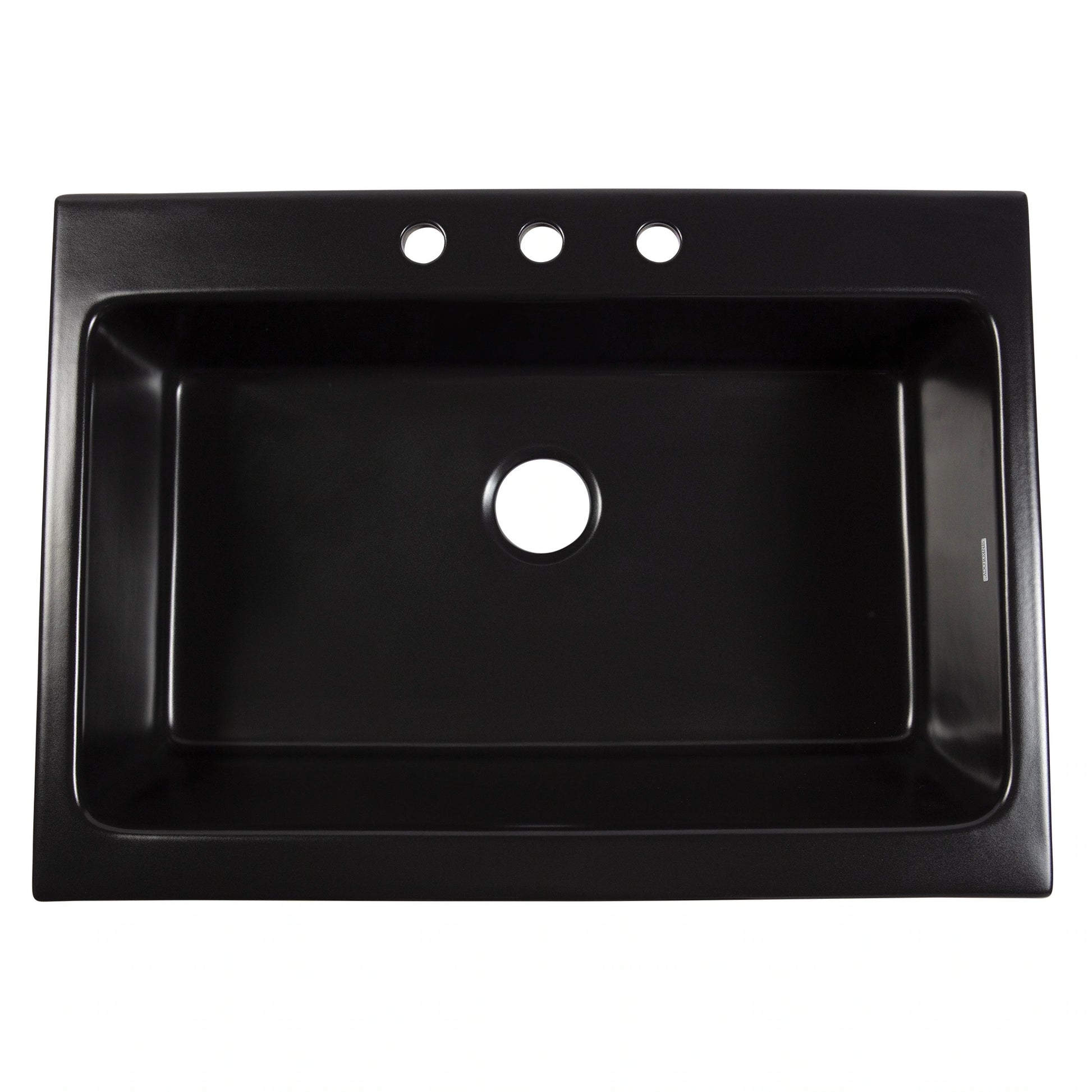 Parker Matte Black Fireclay 34″ Single Bowl Quick-Fit Farmhouse Apron Front Drop-In Kitchen Sink and Drain