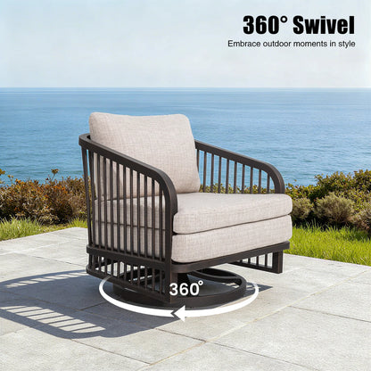 Asheville 4-Piece Aluminum Outdoor Swivel Seating Set