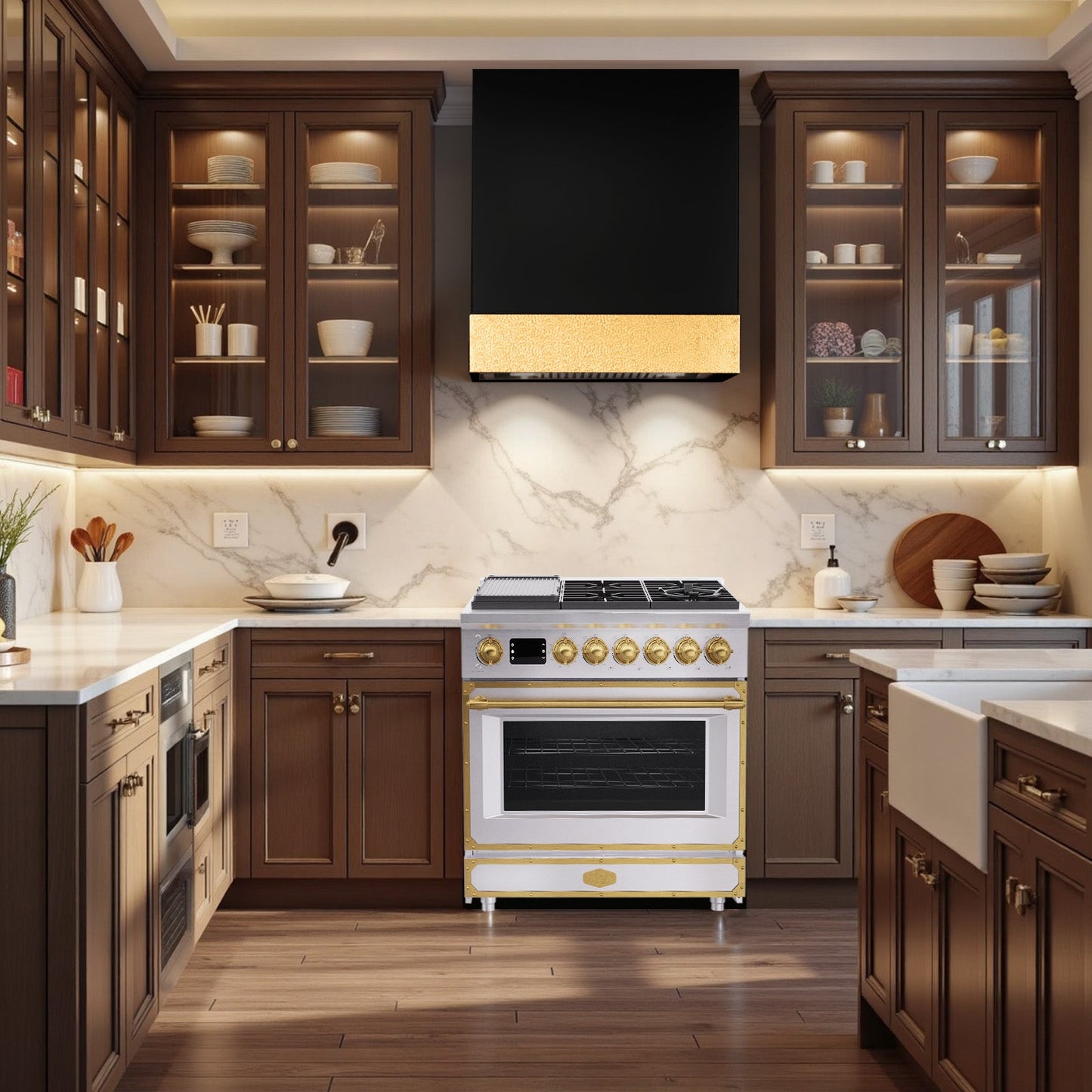 36 Inch Freestanding Custom Gas Range with 6 Sealed Burners Cooktop, Rapid Convection Oven, Natural Gas/LP Convertible
