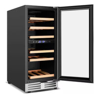 15 In. Dual Zone Built-In Wine Cooler 30-Bottle Cellar Cooling Unit in Stainless Steel with 6-Removable Shelves