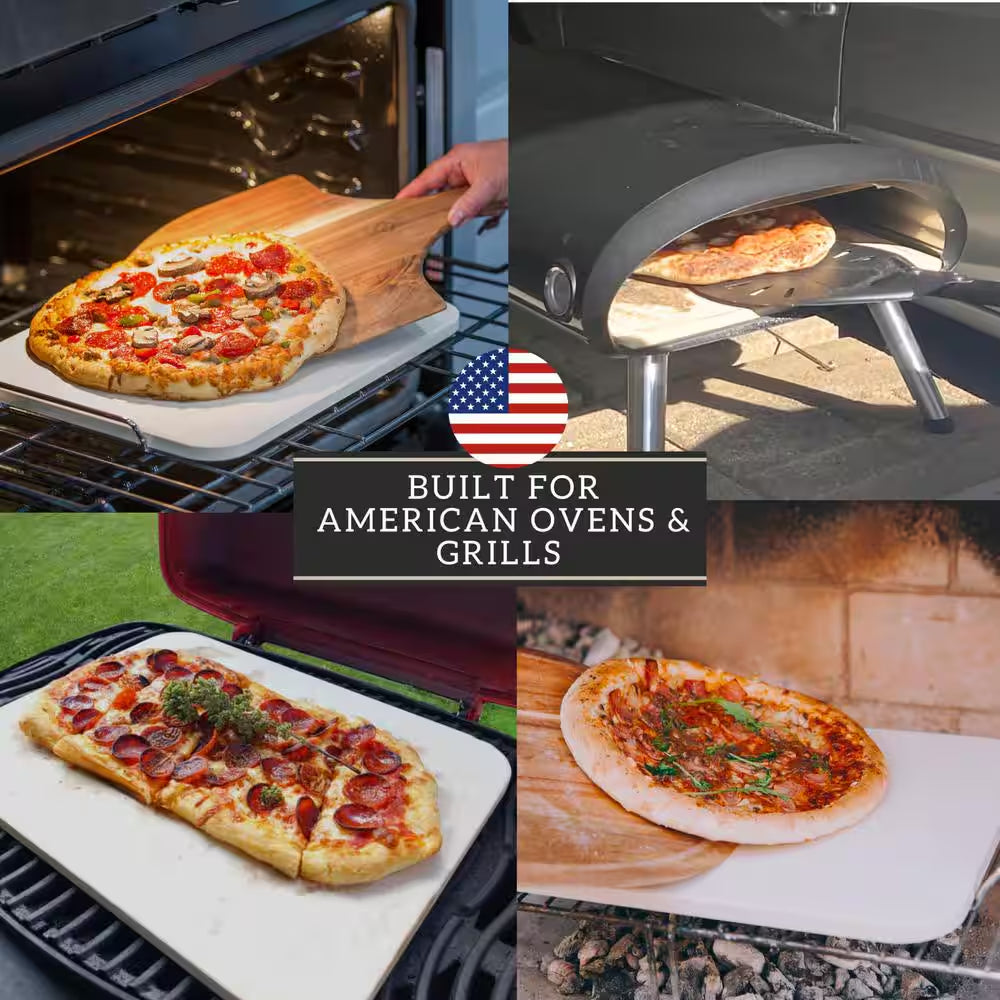 15 In. 5-Pieces Pizza Stone for Oven Set Pizza Making Kit-Pizza Oven Stone-Pizza Baking Stones.