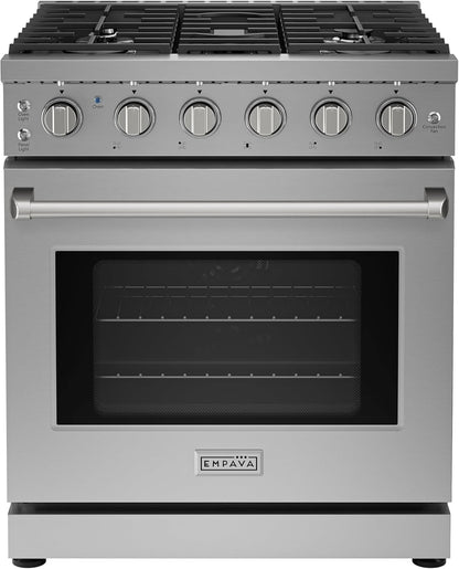 Empava Prostyle 30" Gas Range: True Convection, 18K BTU Power Burner & 4.55 Cu. Ft.Oven, Freestanding/Slide-In Stainless Steel Stove, CSA Certified