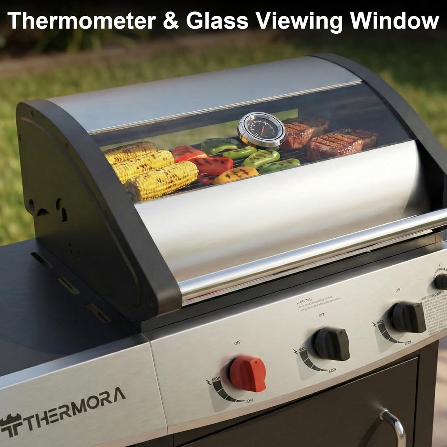4 Burners Propane Gas Outdoor Grill 50000 BTU, 553 Sq.In, Side Burner, Porcelain-Enameled Grates, Stainless Steel Propane Grill Outdoor Cooking, Patio Garden Family Barbecues Party