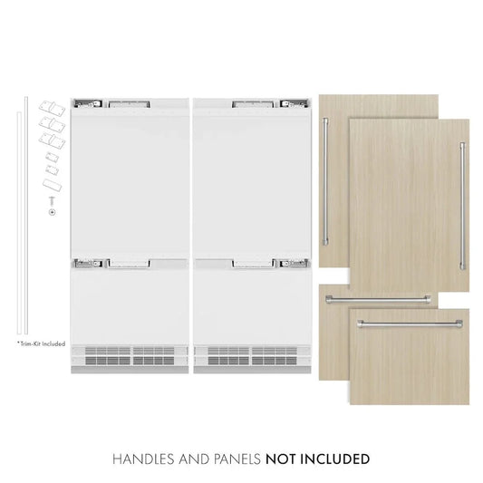 ZLINE 72" Panel Ready Built-In Bottom Freezer Refrigerator,Water Dispenser, Ice Maker, RBIT-72