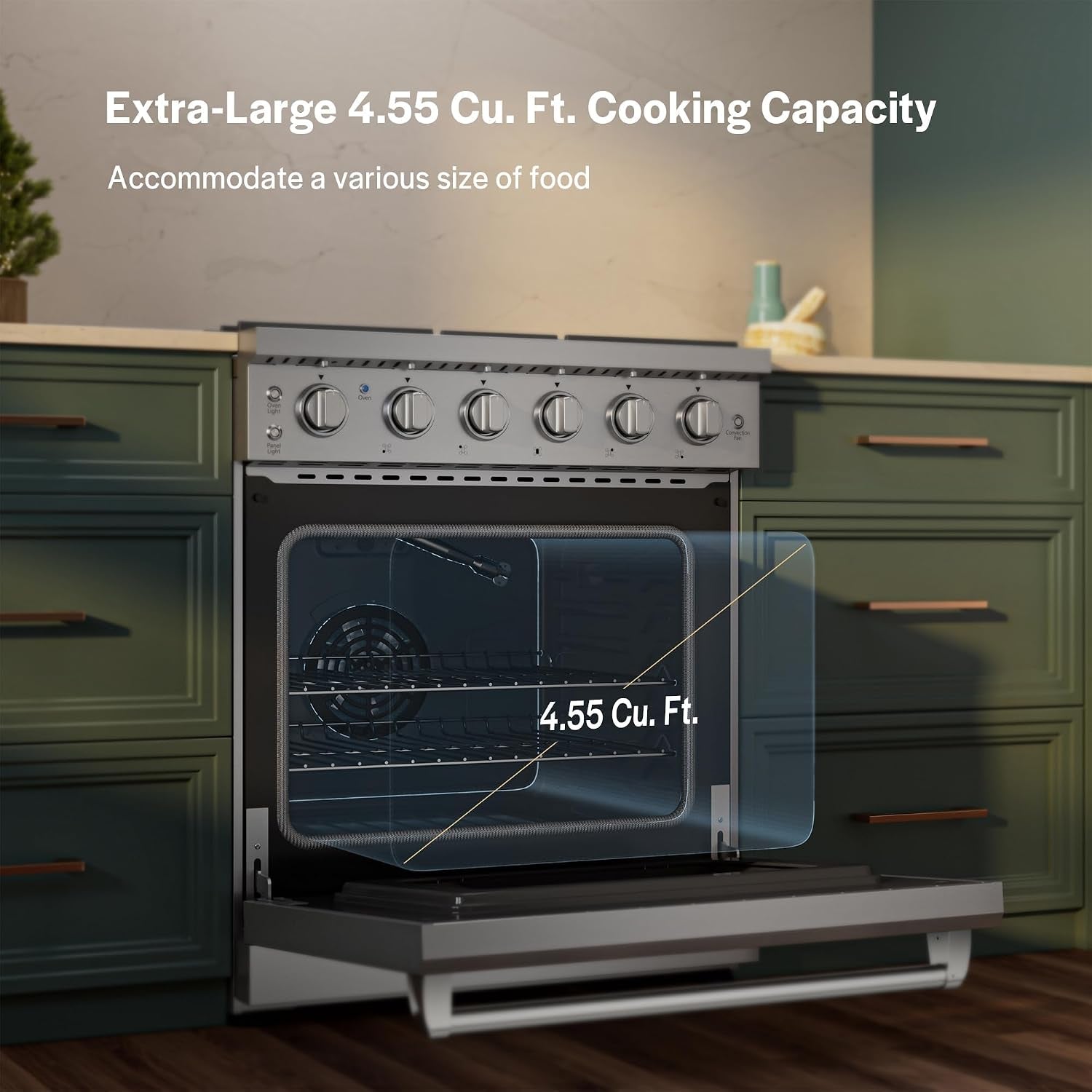 Empava Prostyle 30" Gas Range: True Convection, 18K BTU Power Burner & 4.55 Cu. Ft.Oven, Freestanding/Slide-In Stainless Steel Stove, CSA Certified