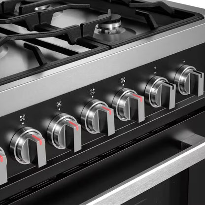 36 In. Nebula Collection 4.4 Cu. Ft. Gas Range, 5-Burners, Rapid Convection Oven, Cast Iron Grates in Matte Black