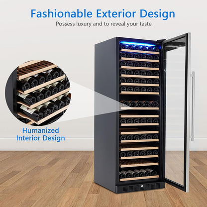 Wine Cooler Cabinet Beverage Refrigerator Freestand Wine Cellar with Digital Temperature Control - 133 Bottle Wine Cooler Fridge for Red/White/Champagne/Sparkling Wines