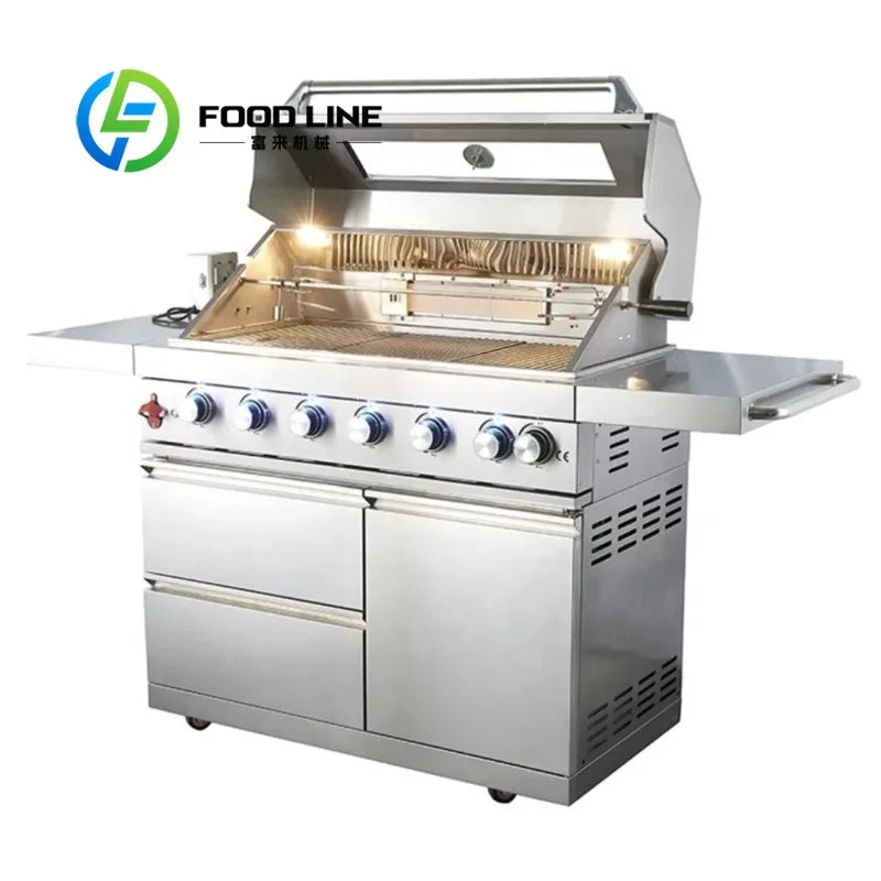 Customize Modern Modular Outdoor Kitchen Stainless Steel BBQ Island Sink Refrigerator Gas Burners Patio Cooking