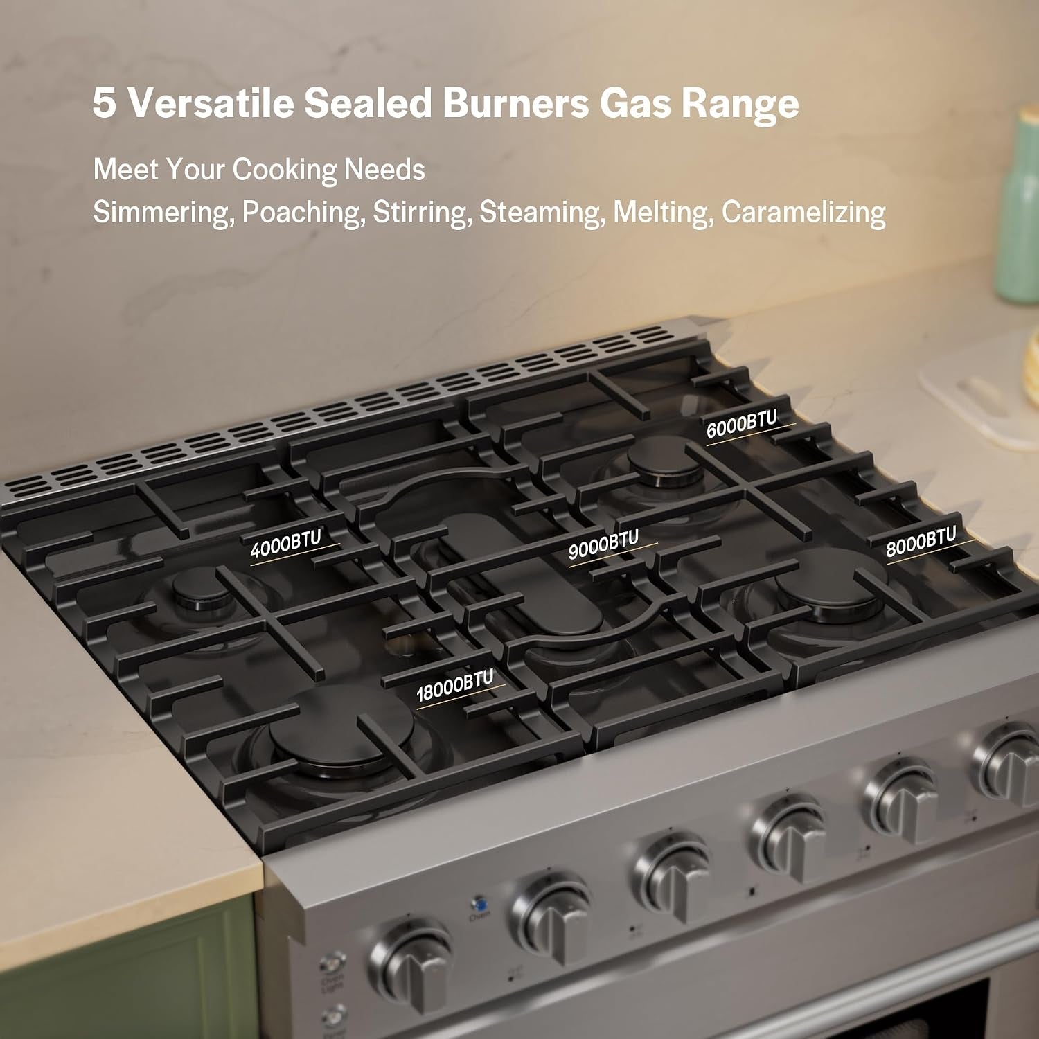 Empava Prostyle 30" Gas Range: True Convection, 18K BTU Power Burner & 4.55 Cu. Ft.Oven, Freestanding/Slide-In Stainless Steel Stove, CSA Certified