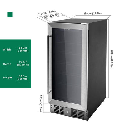 Cellar Cooling Unit 15 In. Single Zone 30-Bottle Undercounter/ Freestanding Wine Cooler in Black, Adjustable Shelves