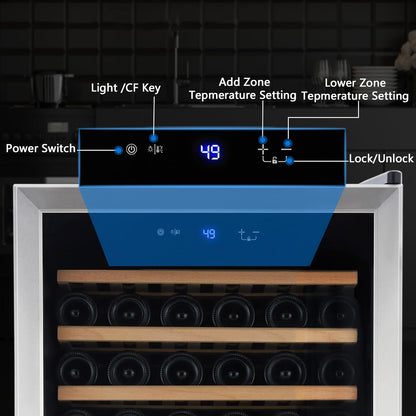 Wine Cooler Cabinet Beverage Refrigerator Freestand Wine Cellar with Digital Temperature Control - 133 Bottle Wine Cooler Fridge for Red/White/Champagne/Sparkling Wines