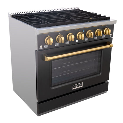 36" Slide-in Freestanding Professional Style Gas Range with 5.2 Cu. Ft. Oven, 6 Burners