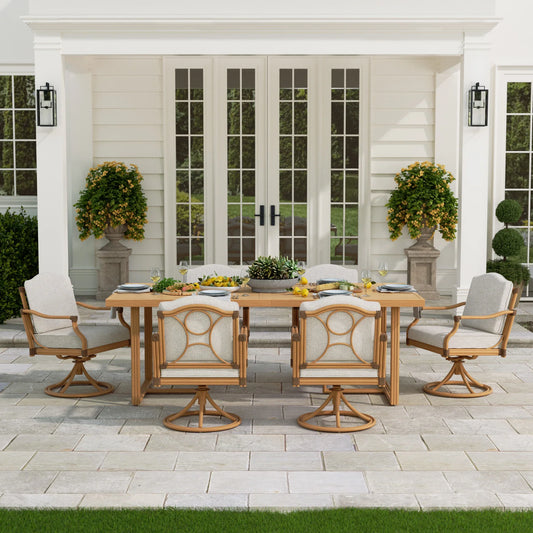 Arcadia 7 Piece Outdoor Dining Set With Swivel Chair