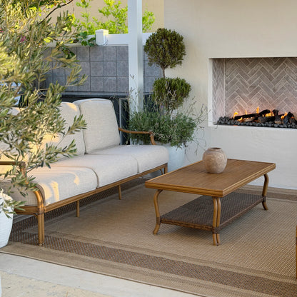 Arcadia Patio Sofa and 2 Swivel Chairs with Coffee Table