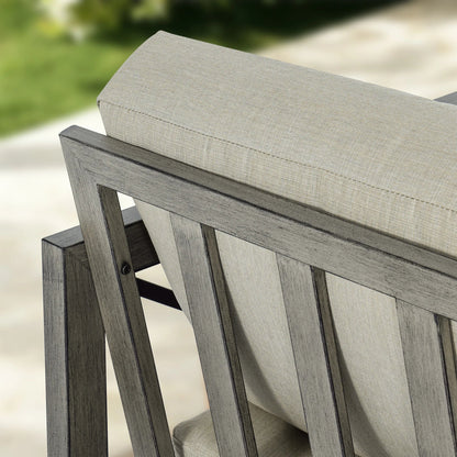 4-Piece Faux-Wood Aluminum Swivel Patio Conversation Set with Fire Pit Table