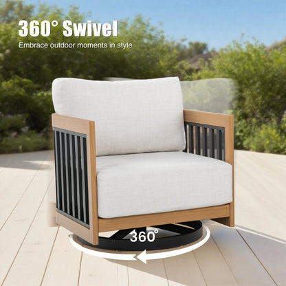 Sereno Outdoor Sofa Set With Swivel Chairs and Round Coffee Table (Set of 4)