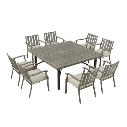 PEAKHOME Azur Outdoor 8 Person Square Dining Set with Sunbrella® Cushions