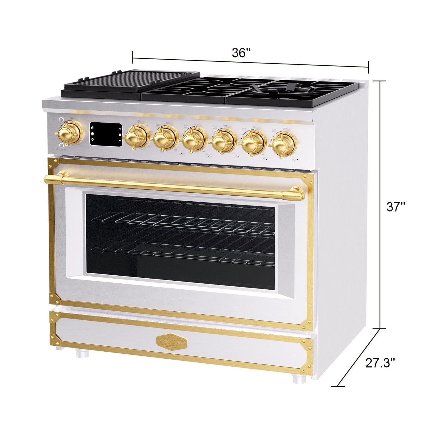 36 Inch Freestanding Custom Gas Range with 6 Sealed Burners Cooktop, Rapid Convection Oven, Natural Gas/LP Convertible